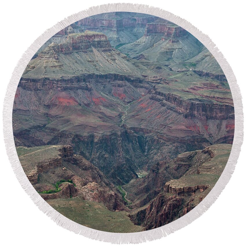Grand-canyon Round Beach Towel featuring the photograph Down Into The Canyon by Kirt Tisdale