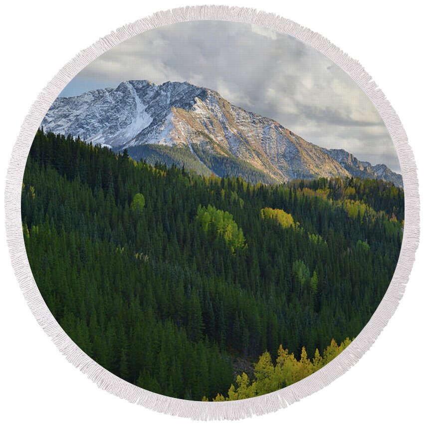Colorado Round Beach Towel featuring the photograph Downhill to Durango by Ray Mathis