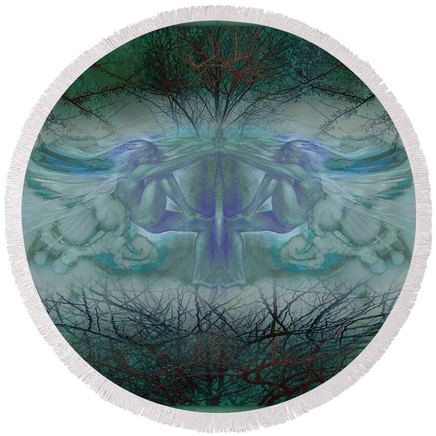 Elf Round Beach Towel featuring the painting Dragonfly by Ragen Mendenhall