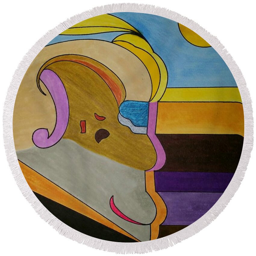 Geometric Art Round Beach Towel featuring the painting Dream 288 by S S-ray