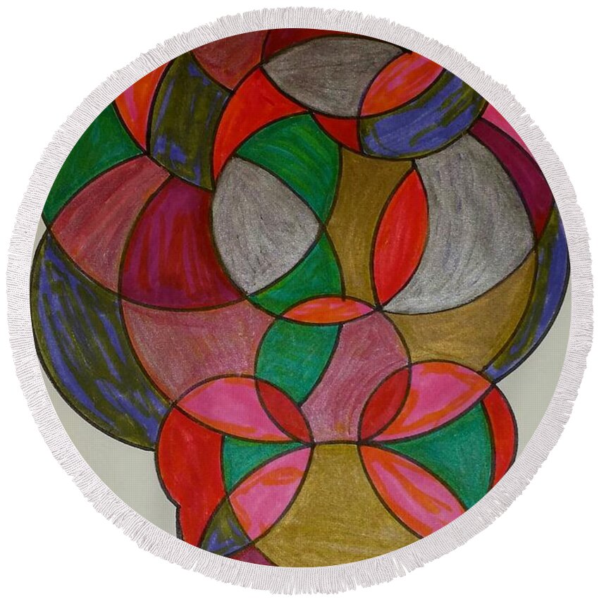 Geometric Art Round Beach Towel featuring the glass art Dream 31 by S S-ray