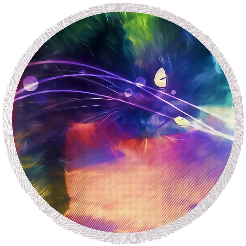 Abstract Round Beach Towel featuring the digital art Dreamer by DB Hayes