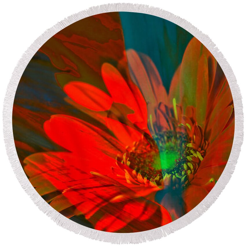 Abstract Round Beach Towel featuring the photograph Dreaming of flowers by Jeff Swan