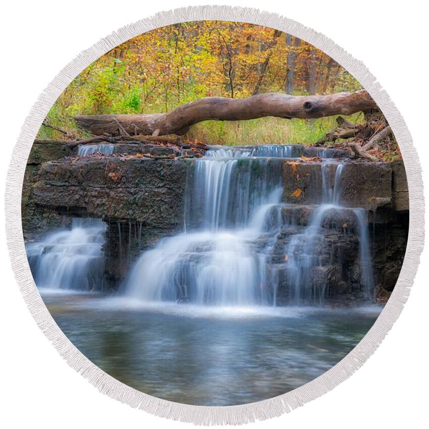 Falls Round Beach Towel featuring the photograph Dreamy Falls by Bill Frische