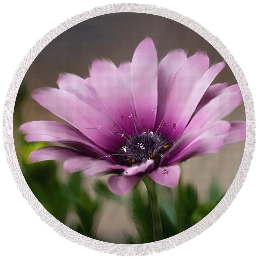 Purple Round Beach Towel featuring the photograph Dreamy Flower by Mary Timman