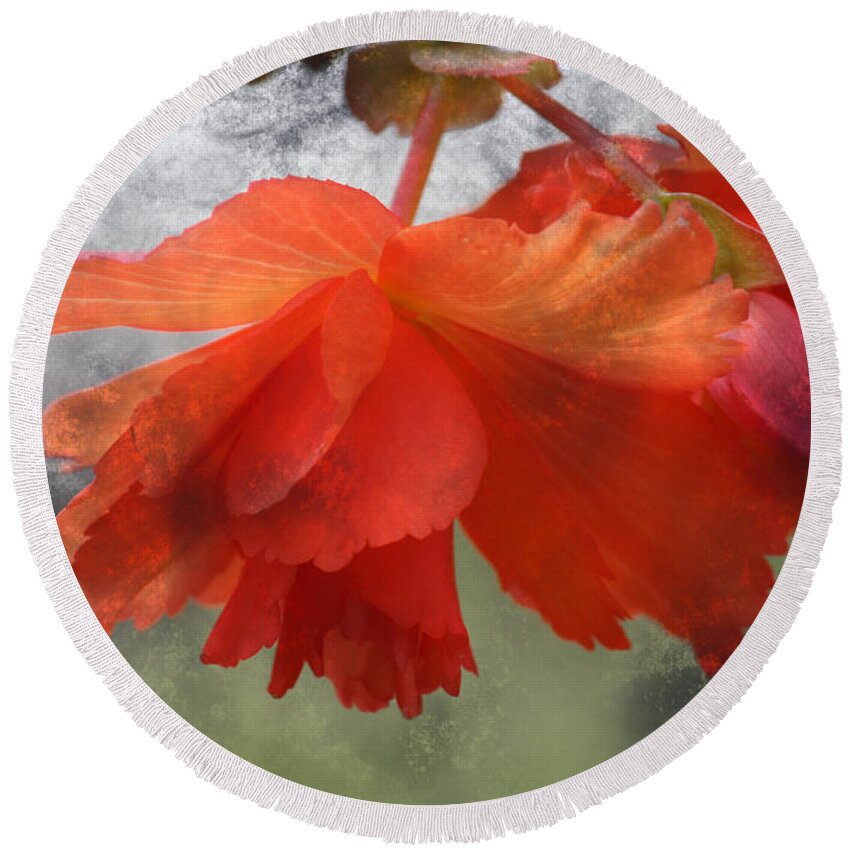 Flower Round Beach Towel featuring the photograph Dreamy Tangerine by Julie Lueders 