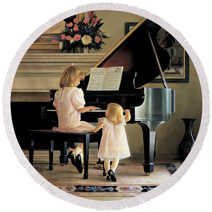 Piano Round Beach Towel featuring the painting Dress Rehearsal by Greg Olsen