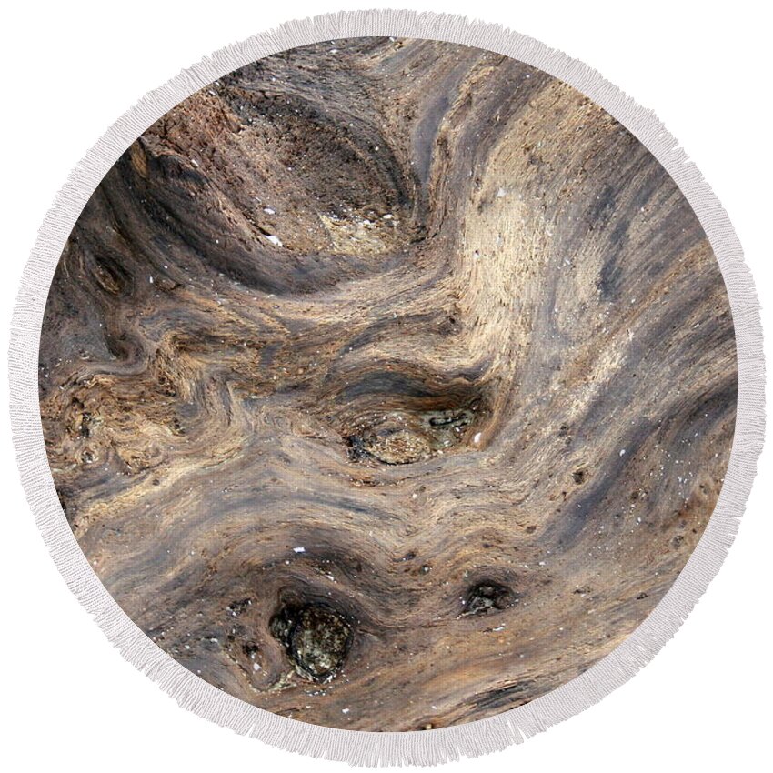 Horizontal Round Beach Towel featuring the photograph Driftwood and Stone by Valerie Collins