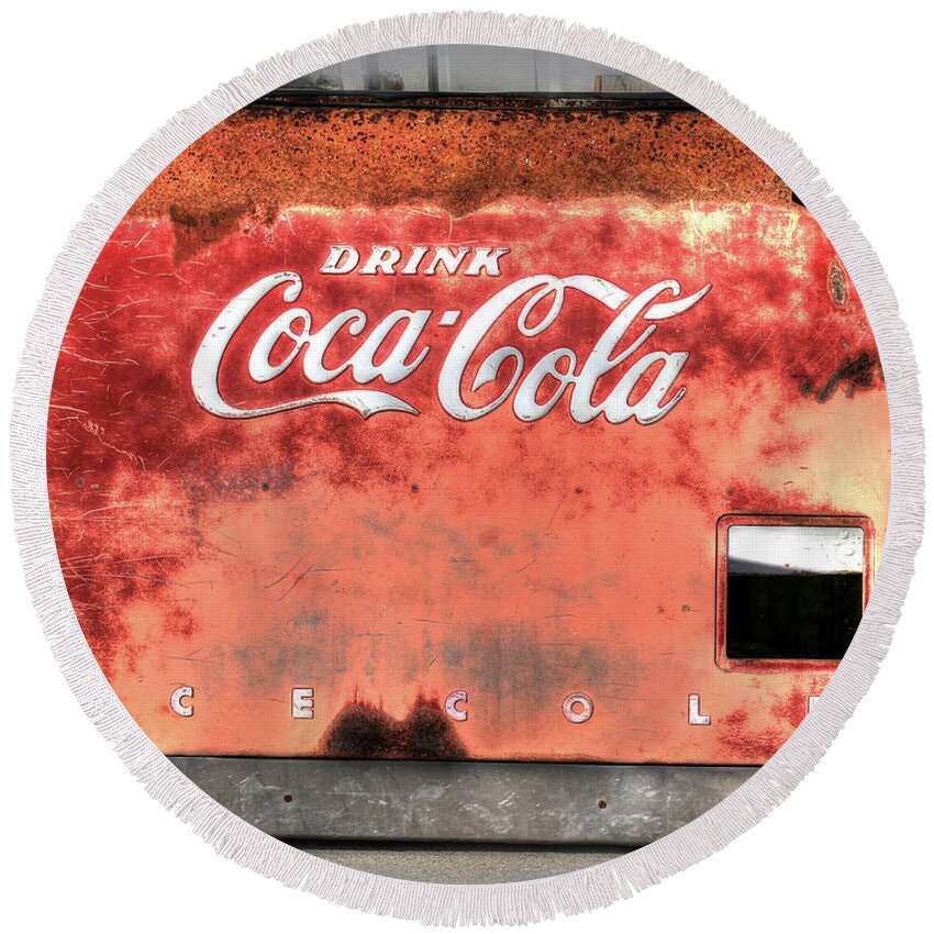 Old Round Beach Towel featuring the photograph Drink Ice Cold Coca Cola by J Laughlin