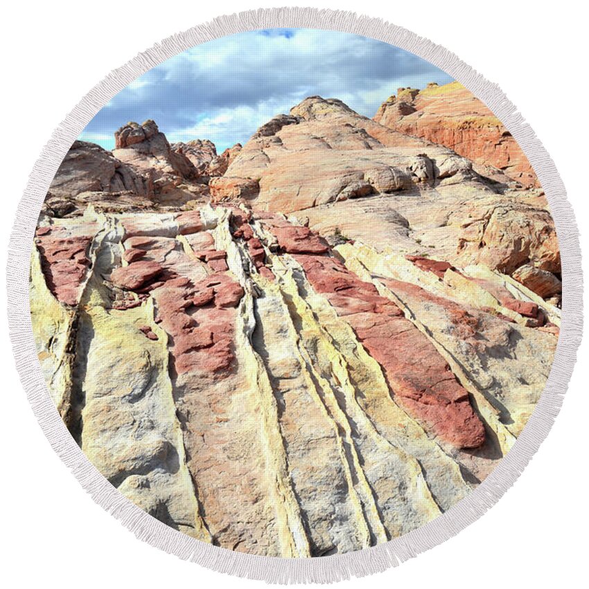 Valley Of Fire State Park Round Beach Towel featuring the photograph Dripping Color in Valley of Fire by Ray Mathis