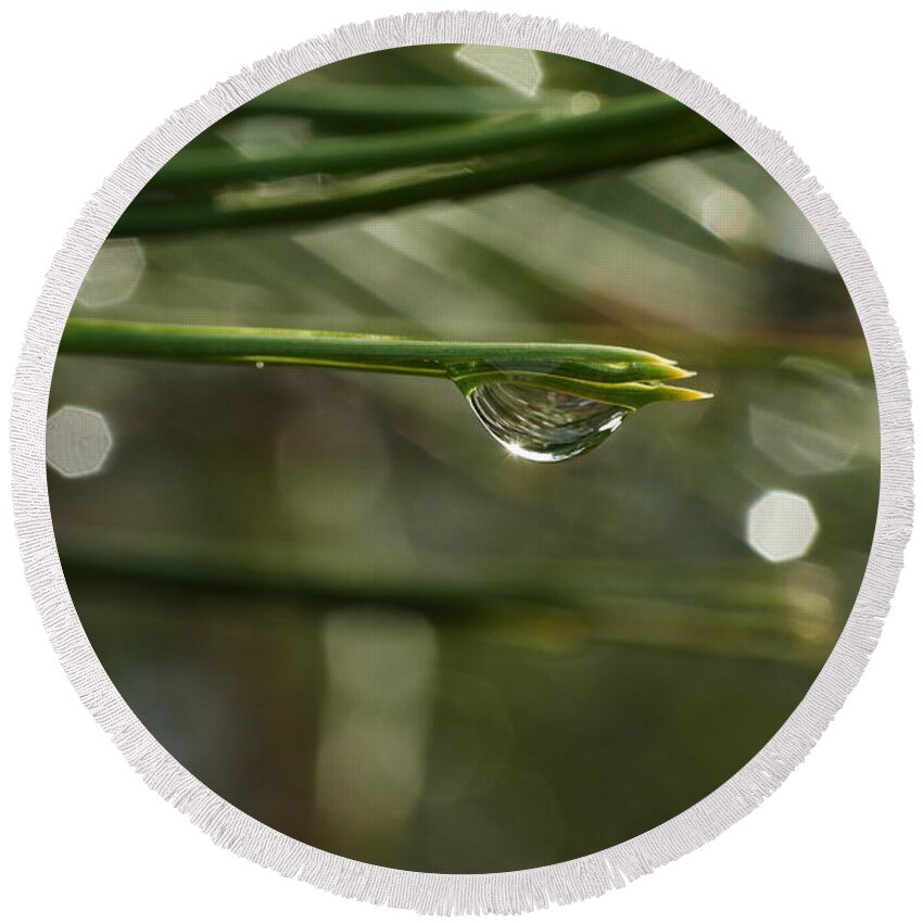 Water Round Beach Towel featuring the photograph Droplet by Jeff Swan