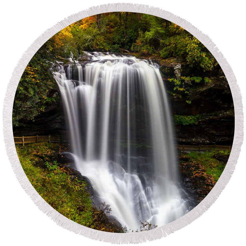 Waterfall Round Beach Towel featuring the photograph Dry Falls in October by Chris Berrier