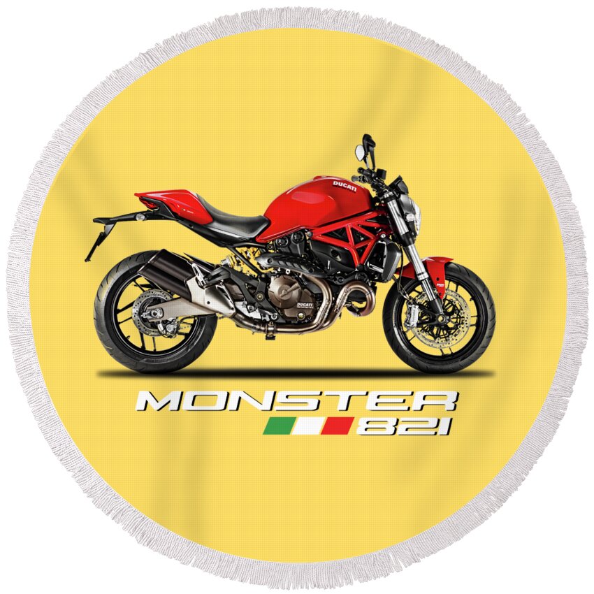 Ducati Monster 821 Round Beach Towel featuring the photograph Ducati Monster 821 by Mark Rogan