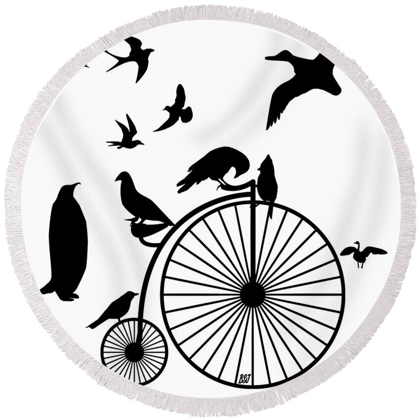Birds Round Beach Towel featuring the digital art Dude the Birds are Flocking Transparent Background by Barbara St Jean