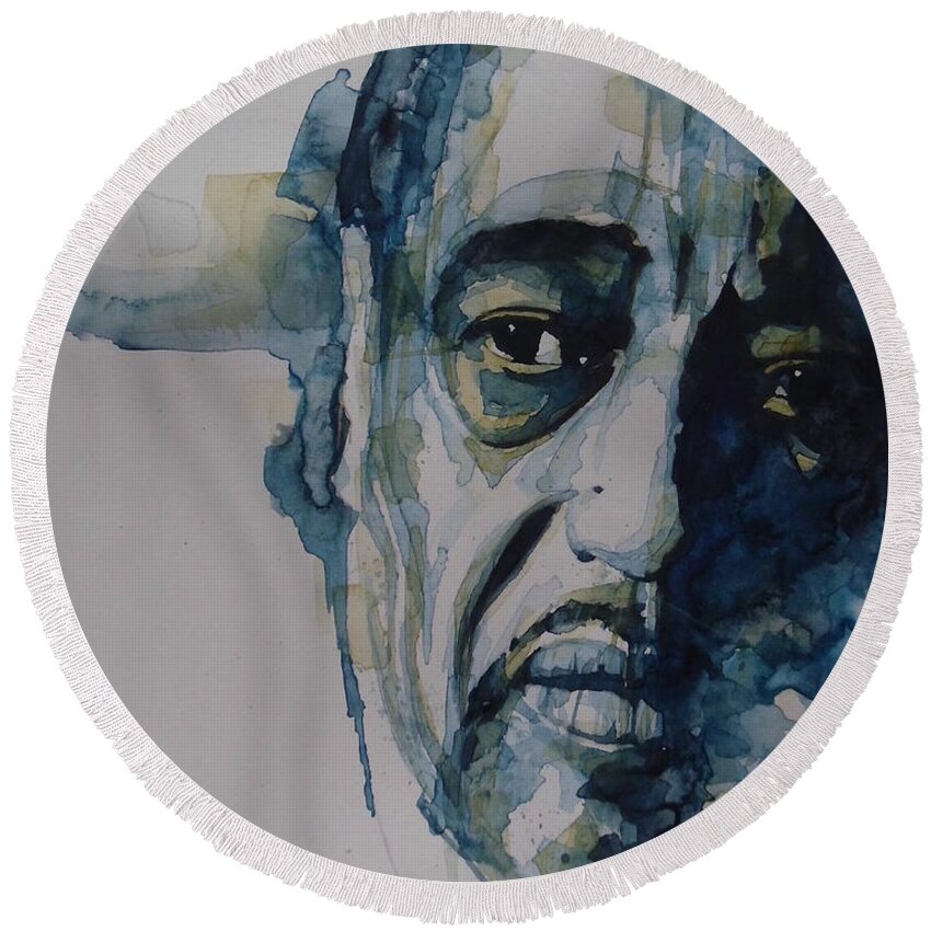 Duke Ellington Round Beach Towel featuring the painting Duke Ellington by Paul Lovering
