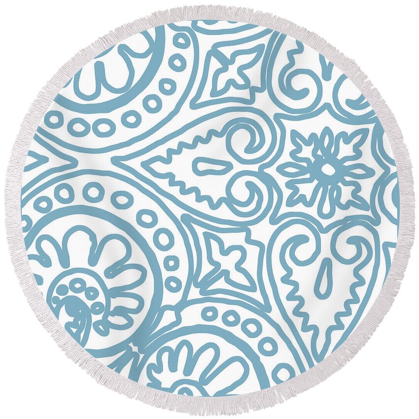 Whimsical Pattern Round Beach Towel featuring the painting Dulce by Mindy Sommers
