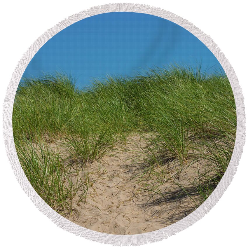 Sand Round Beach Towel featuring the photograph Dune And Oats by Jennifer White