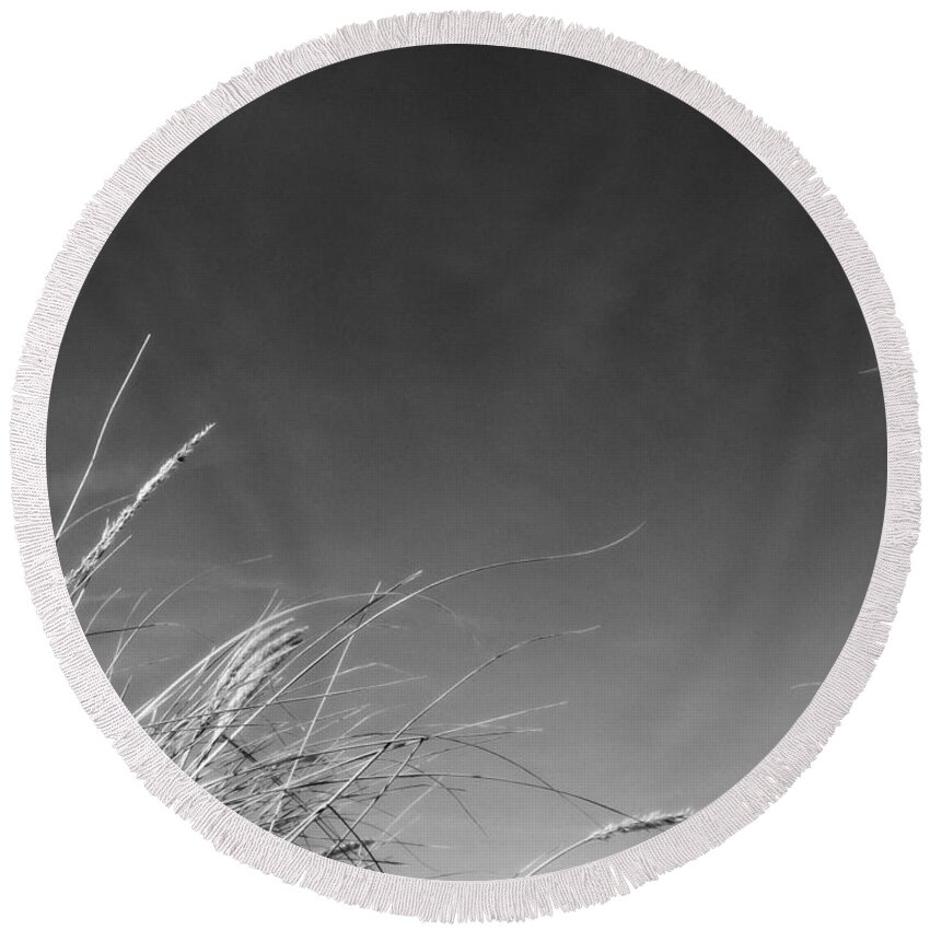 Beach Round Beach Towel featuring the photograph Dune Grass with Sky by Michelle Calkins