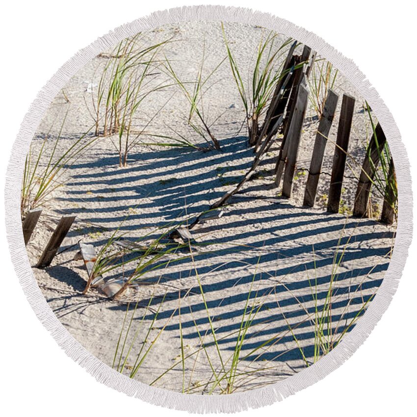 Beach Round Beach Towel featuring the photograph Dune Shadows by Cathy Kovarik