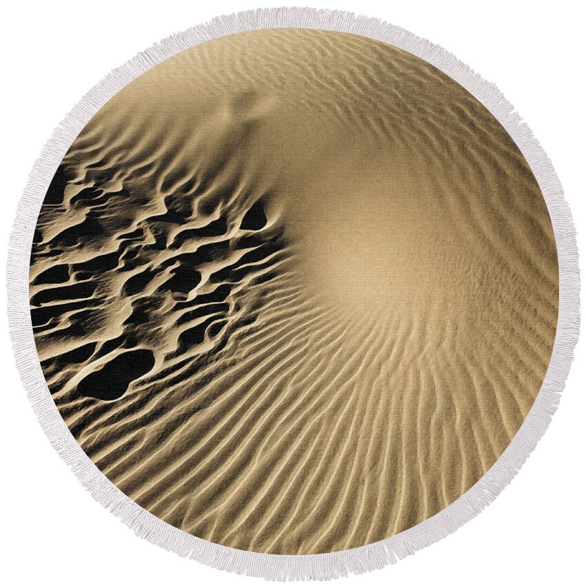 Landscape Round Beach Towel featuring the photograph Dunes Footprints by Sharon Foster