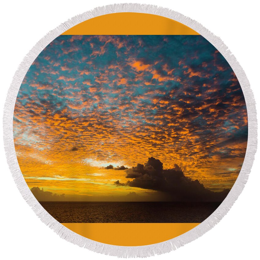 Barbados Round Beach Towel featuring the photograph Dusk, East of Barbados by John Roach