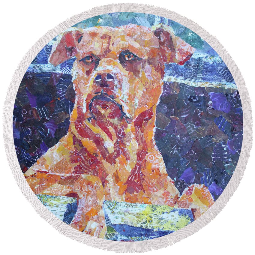 Dog Round Beach Towel featuring the painting Dutch by Jenny Armitage