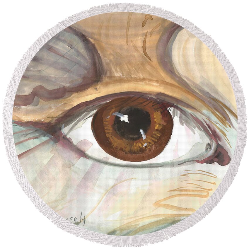 Intuitive Painting Round Beach Towel featuring the painting Eagle Eye by Sheri Jo Posselt
