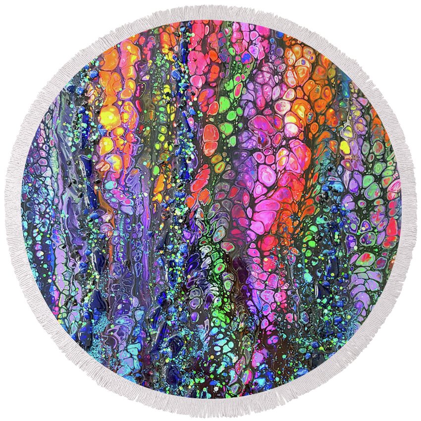 Acrylic Round Beach Towel featuring the painting Earth Gems #18W02 by Lori Sutherland