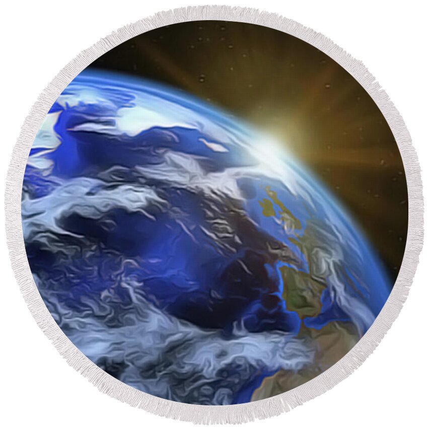 Earthview Round Beach Towel featuring the painting Earthview by Harry Warrick