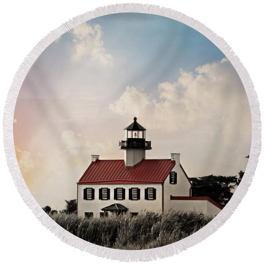 East Point Round Beach Towel featuring the photograph East Point by Dark Whimsy
