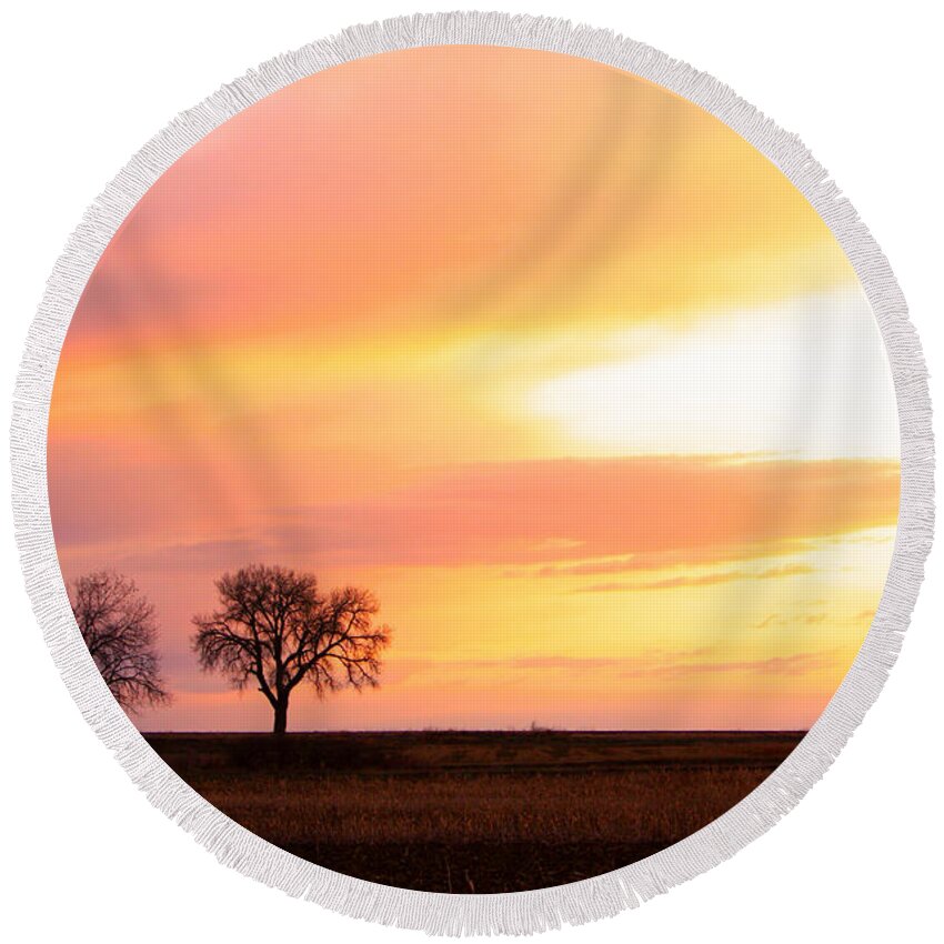 Sunrise Round Beach Towel featuring the photograph Easter Morning Sunrise by James BO Insogna