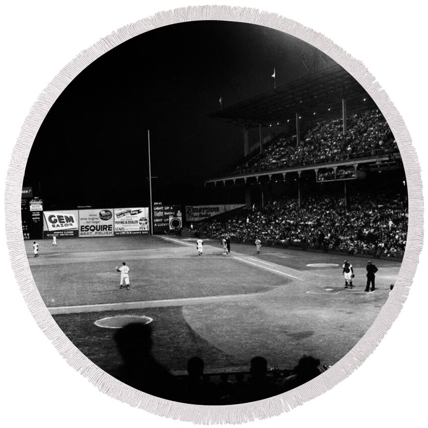1957 Round Beach Towel featuring the photograph Ebbets Field, 1957 by Granger