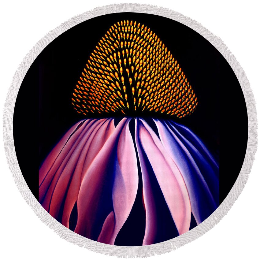 Echinacea Round Beach Towel featuring the painting Echinacea by Anni Adkins