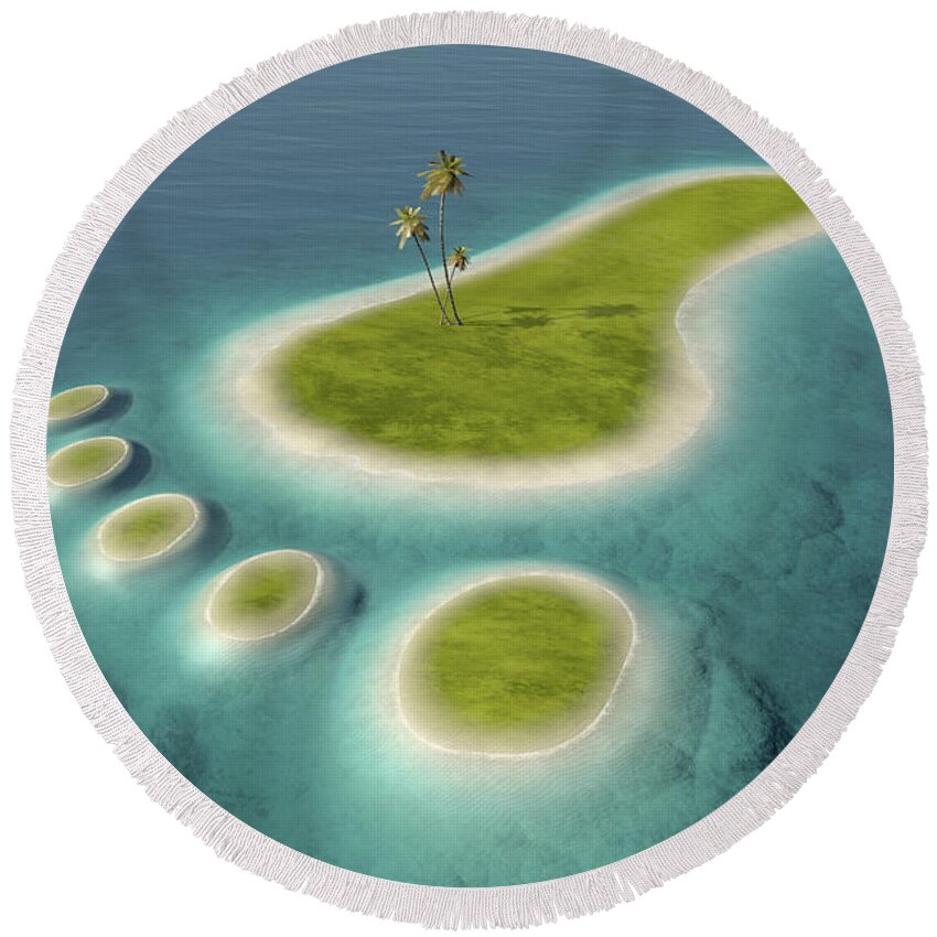 Island Round Beach Towel featuring the photograph Eco footprint shaped island by Johan Swanepoel