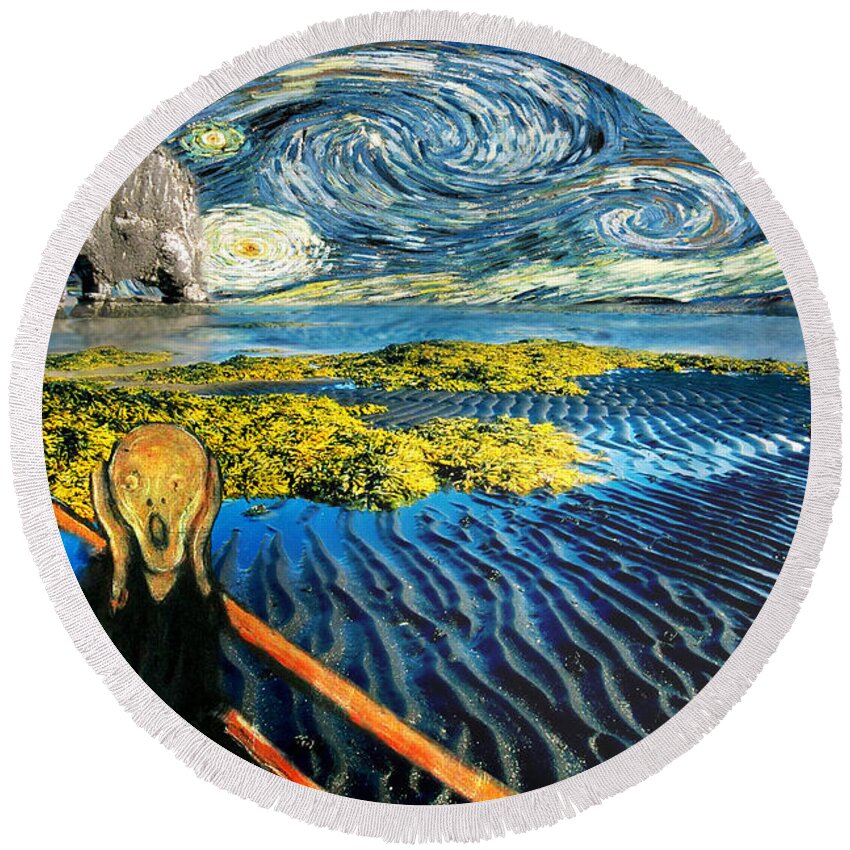Van Gogh Round Beach Towel featuring the painting Edvard Meets Vincent Posters by Gravityx9 Designs