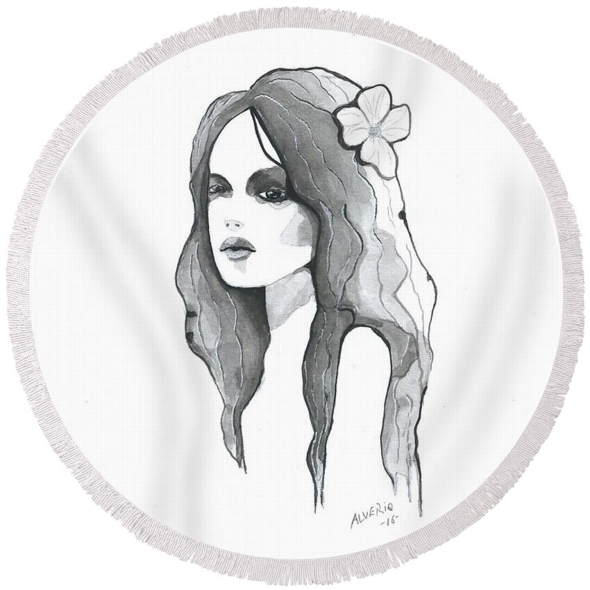Effect Round Beach Towel featuring the painting Effect by Edwin Alverio