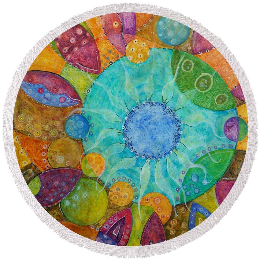 Contemporary Round Beach Towel featuring the painting Effervescent by Tanielle Childers