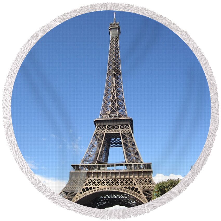 Eiffel Tower Round Beach Towel featuring the photograph Eiffel Tower Tarped IX Paris France by John Shiron