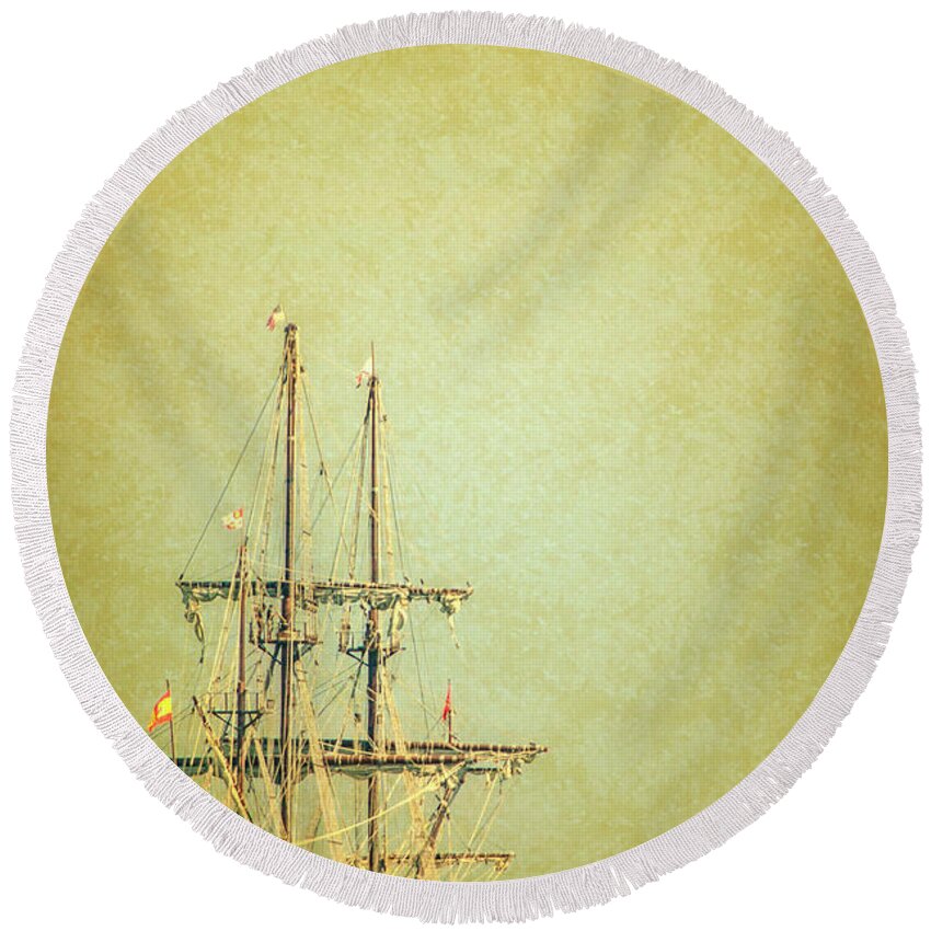 2016 Round Beach Towel featuring the photograph El Galeon Andalucia by Stewart Helberg