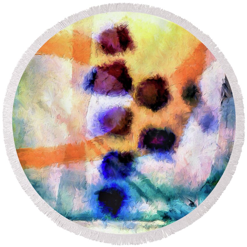 Abstract Round Beach Towel featuring the painting El Paso del Tiempo by Dominic Piperata