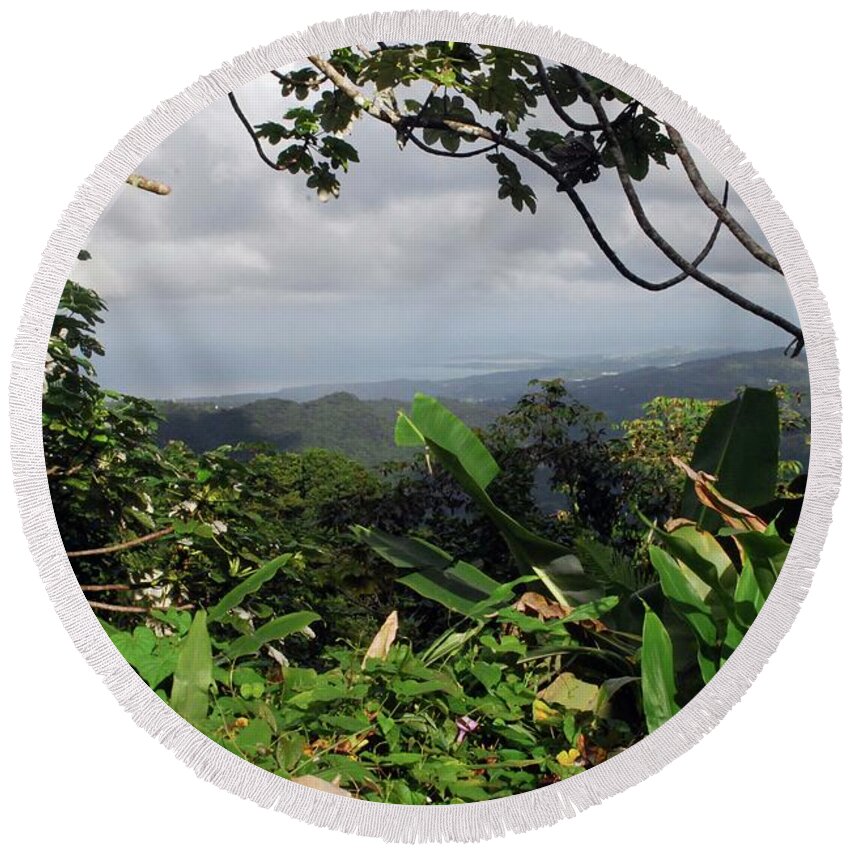 Trees Round Beach Towel featuring the photograph El Yunque Rain Forest by Gary Wonning