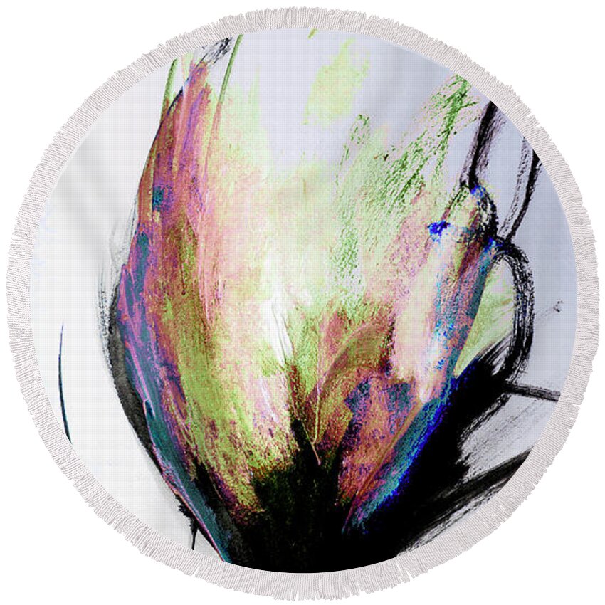 Elemental Round Beach Towel featuring the digital art Elemental In Color Abstract Painting by Lisa Kaiser