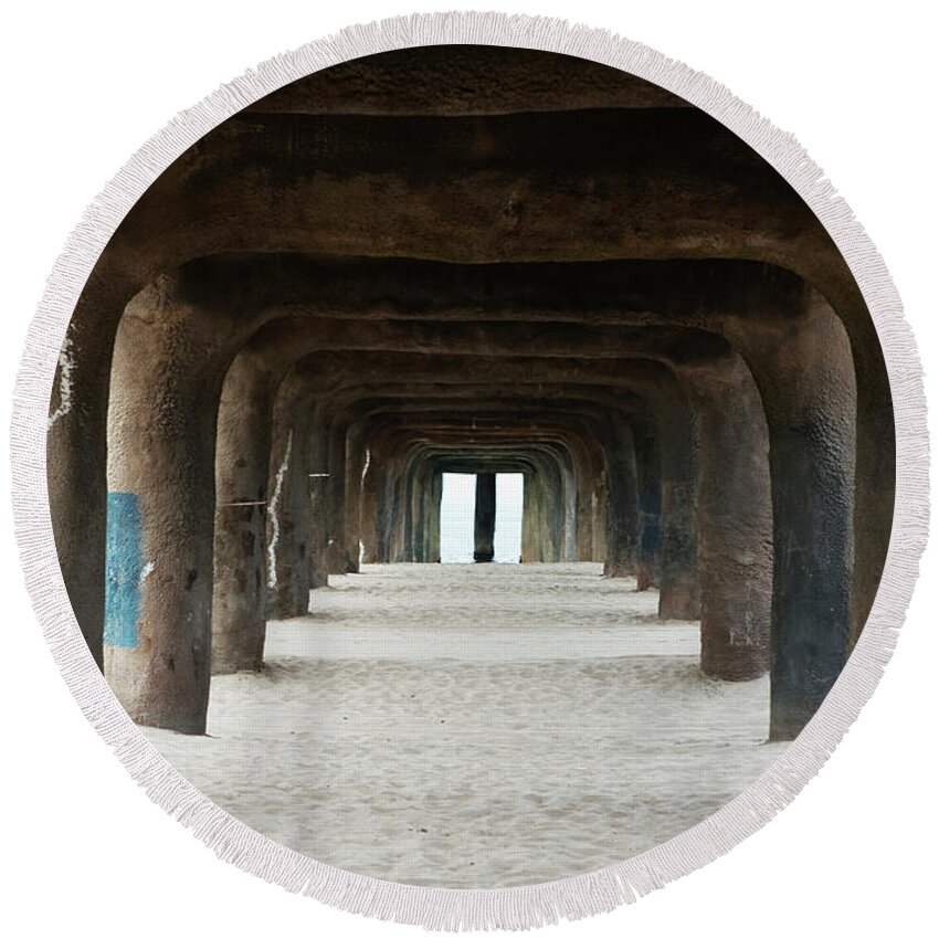 Pier Round Beach Towel featuring the photograph Elephant Legs by Lorraine Devon Wilke