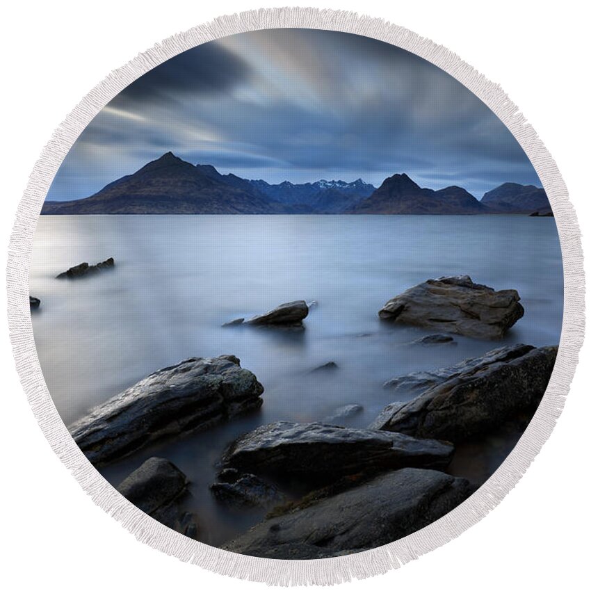 Isle Of Skye Round Beach Towel featuring the photograph Elgol Rocky Shore by Grant Glendinning