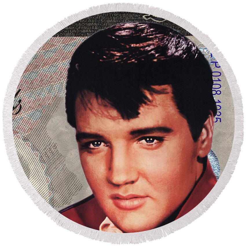 Elvis Presley Round Beach Towel featuring the digital art Elvis Presley by Unknown