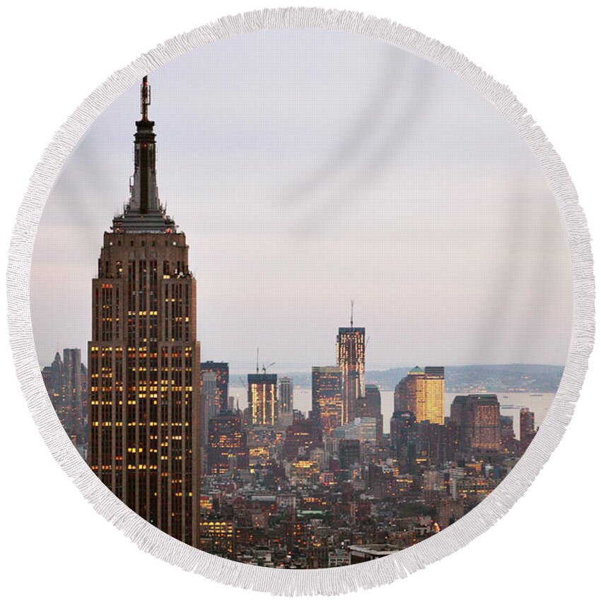 Empire State Building Round Beach Towel featuring the photograph Empire State Building No.2 by Zawhaus Photography