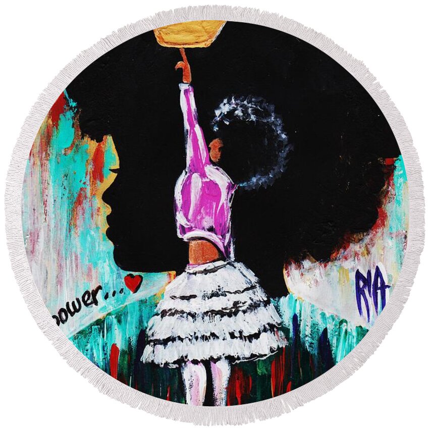 Artbyria Round Beach Towel featuring the photograph Empower by Artist RiA