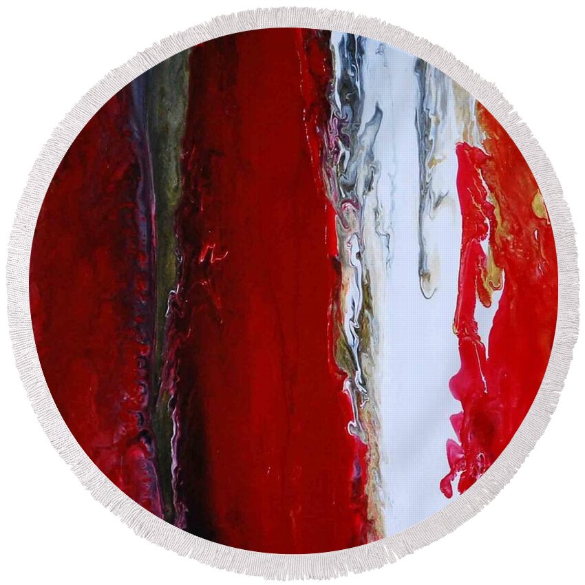 Red Round Beach Towel featuring the painting Empowered 2 by Sonali Kukreja
