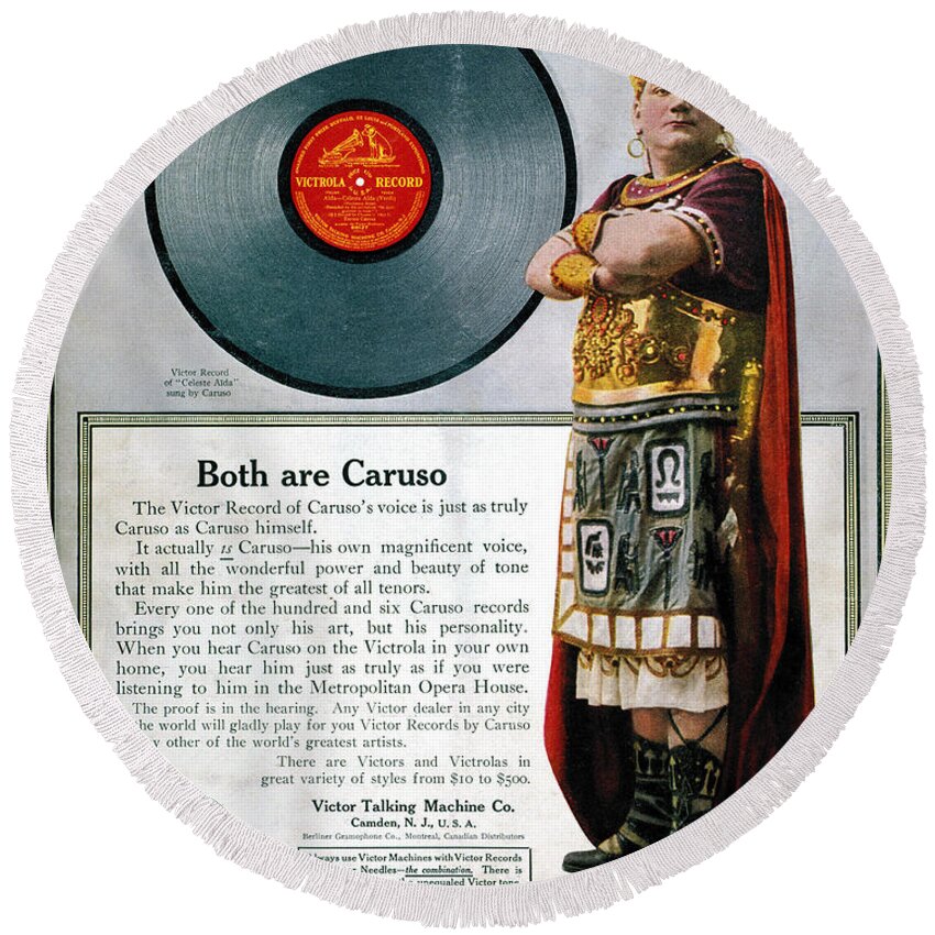 1914 Round Beach Towel featuring the photograph Enrico Caruso (1873-1921) by Granger