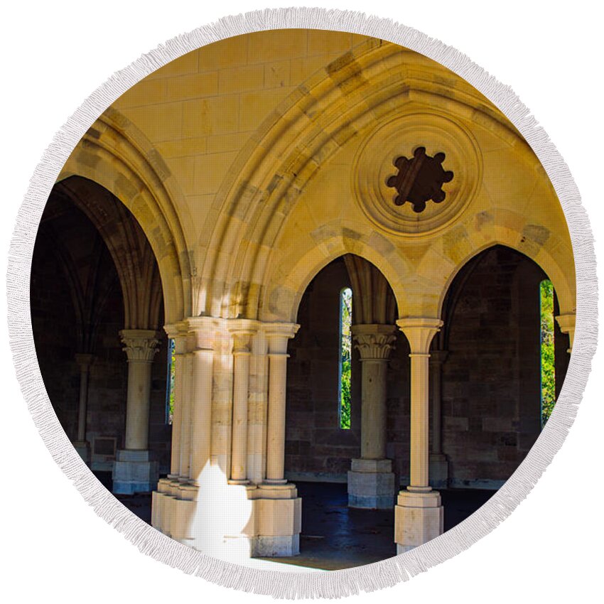  Abbey Of New Clairvaux Round Beach Towel featuring the photograph Entrance into the Sacred area of the Abbey by Tikvah's Hope